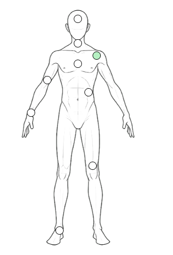 Diagram of the human body with selectable areas